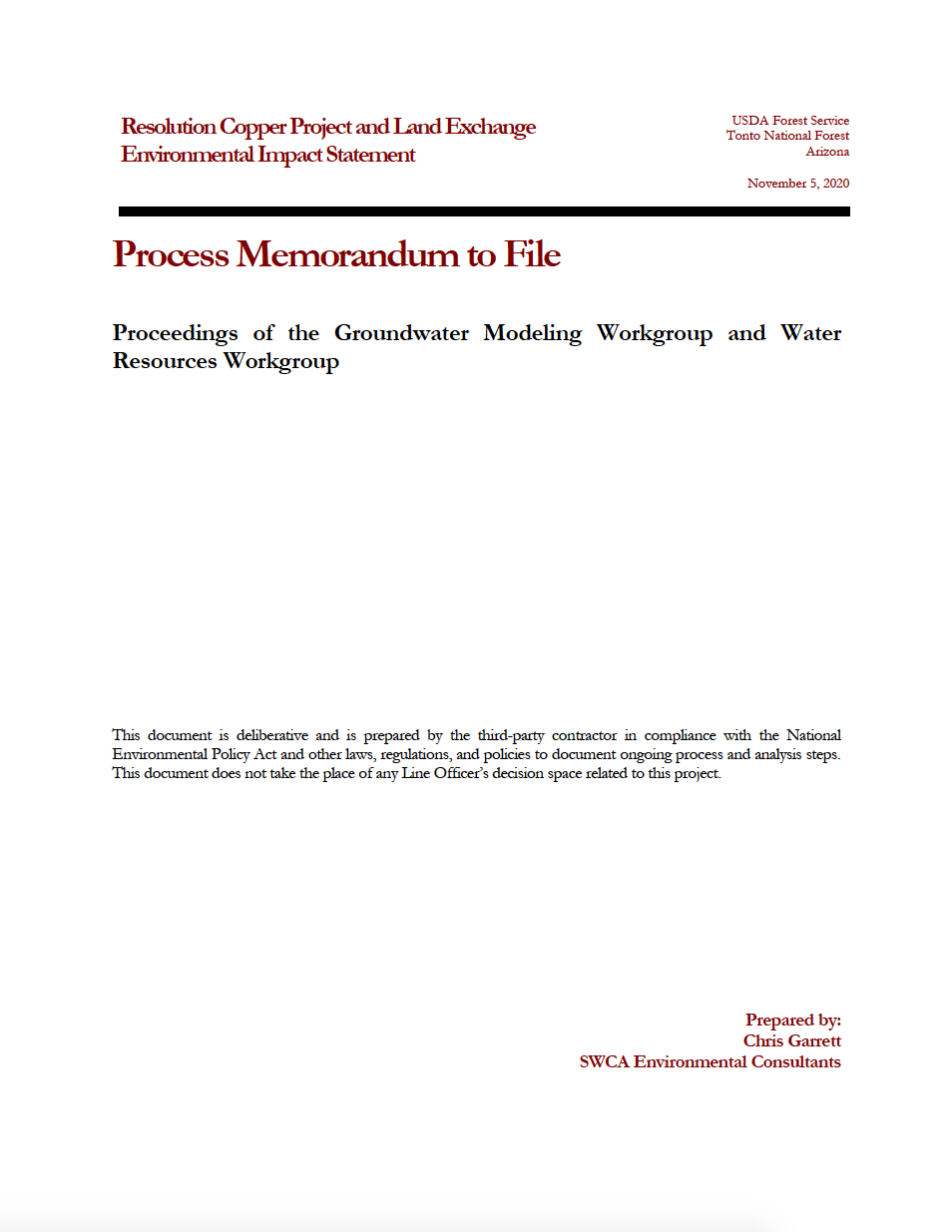 Thumbnail image of document cover: Proceedings of the Groundwater Modeling Workgroup and Water Resources Workgroup