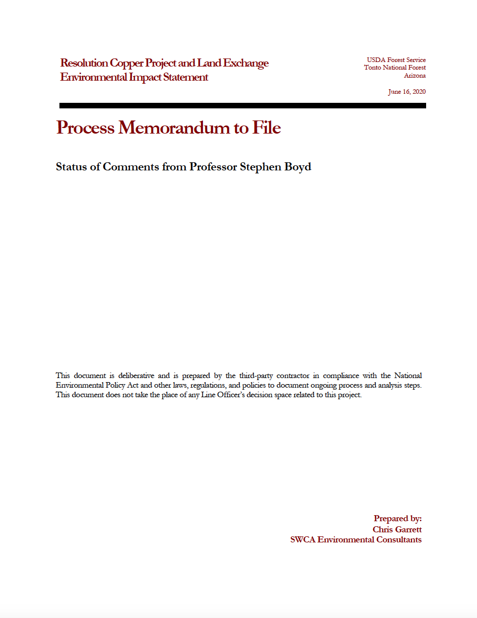 Thumbnail image of document cover: Status of Comments from Professor Stephen Boyd