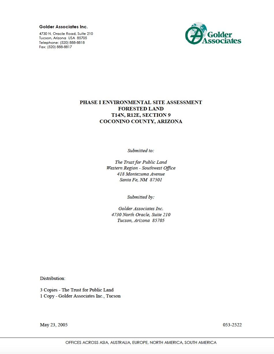 Thumbnail image of document cover: Phase I Environmental Site Assessment Forested Land