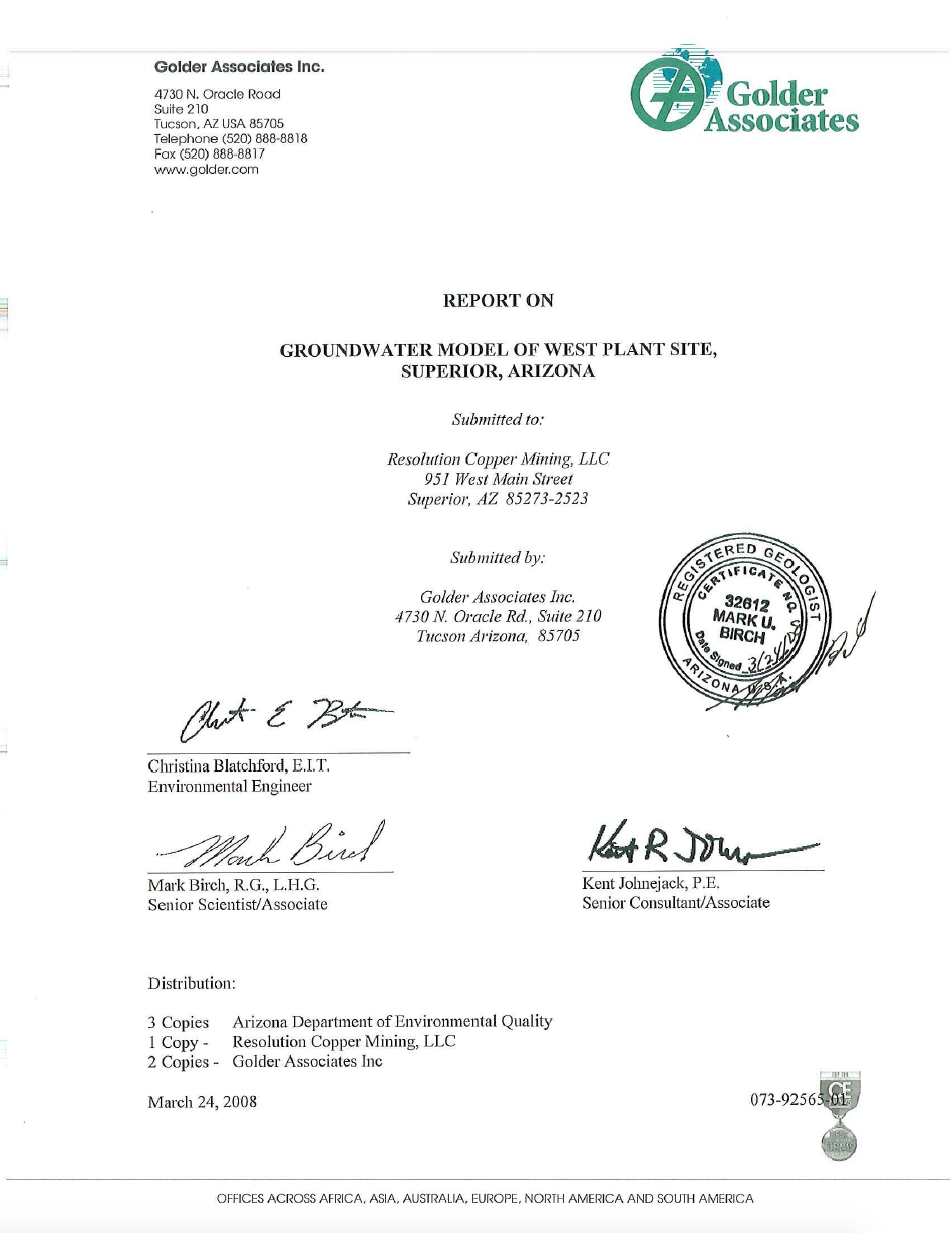 Thumbnail image of document cover: Report on Groundwater Model of West Plant Site