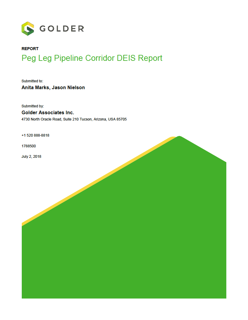 Thumbnail image of document cover: Peg Leg Pipeline Corridor DEIS Report