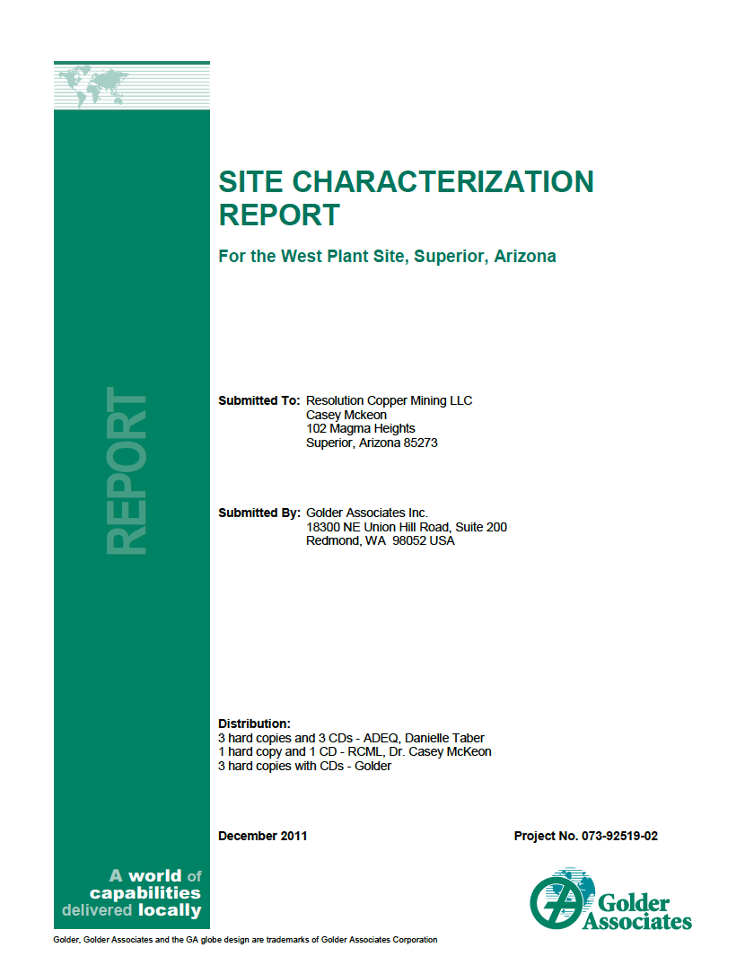 Thumbnail image of document cover: Site Characterization Report for the West Plant Site