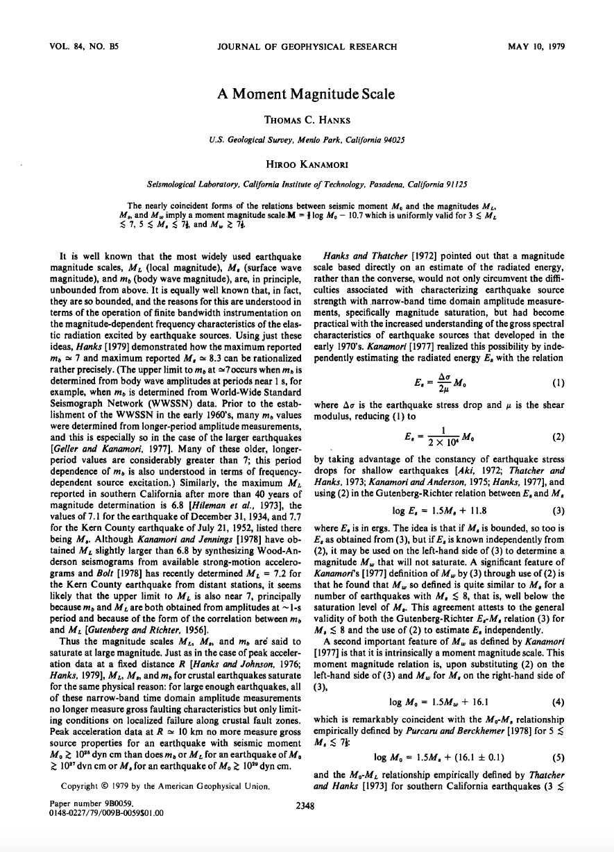 Thumbnail image of document cover: A Moment Magnitude Scale