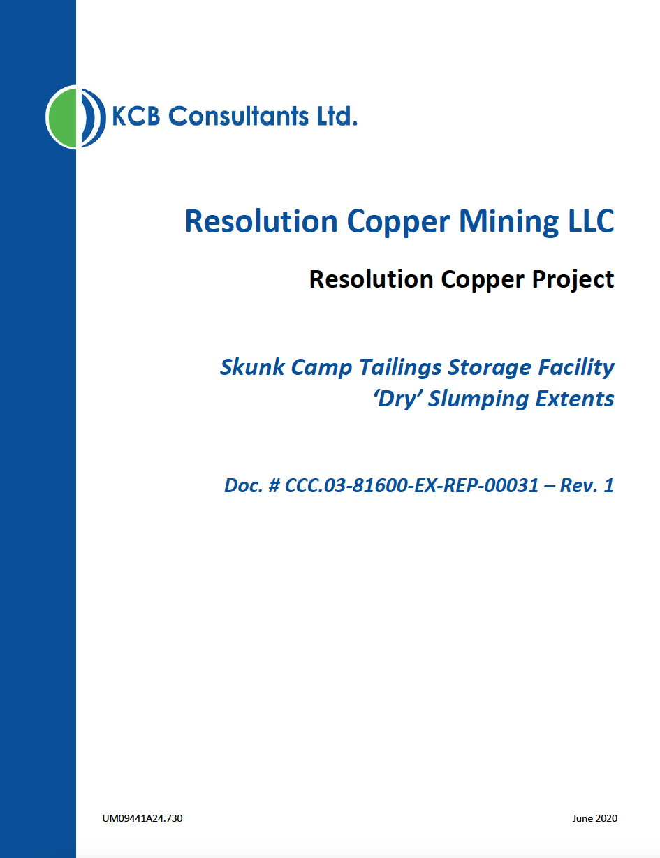 Thumbnail image of document cover: Skunk Camp Tailings Storage Facility 'Dry' Slumping Extents