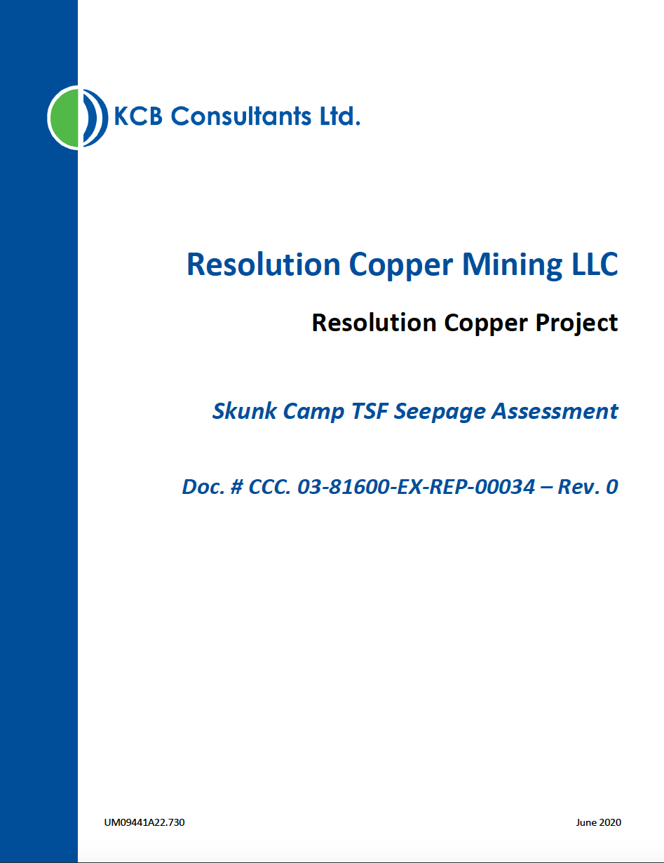 Thumbnail image of document cover: Skunk Camp TSF Seepage Assessment