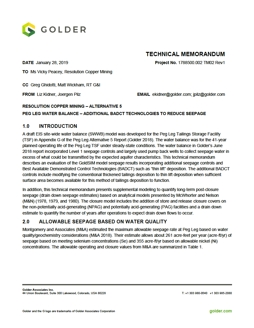 Thumbnail image of document cover: Alternative 5: Peg Leg Water Balance - Additional BADCT Technologies to Reduce Seepage