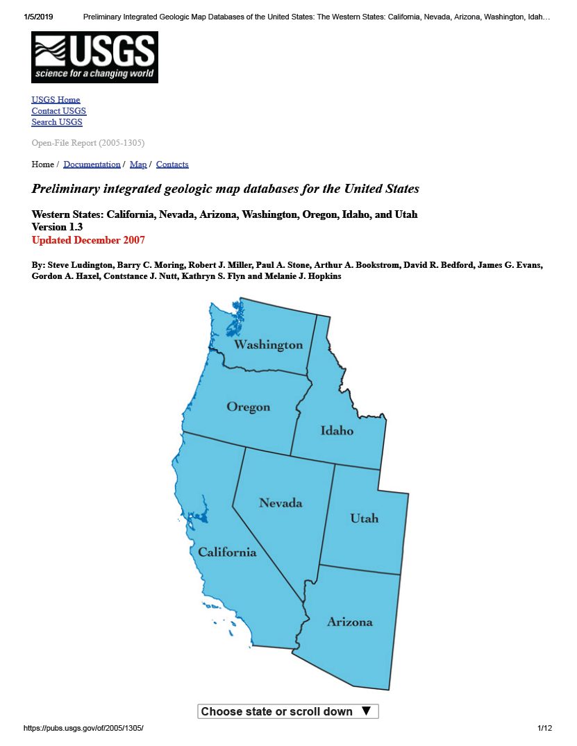 Thumbnail image of document cover: Preliminary Integrated Geologic Map Databases for the United States