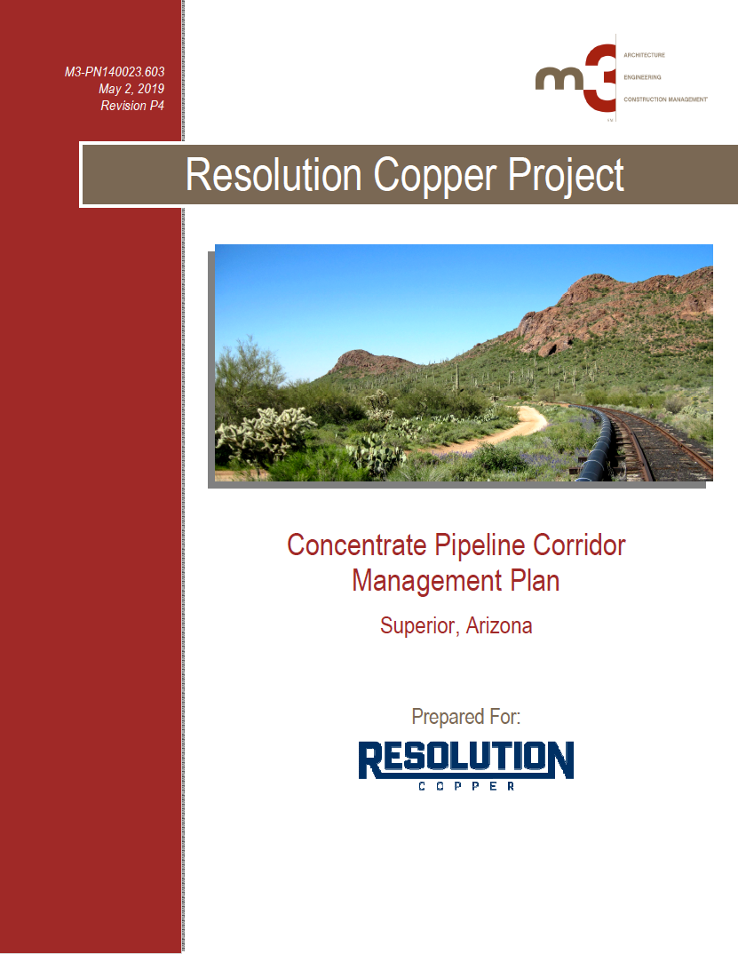Thumbnail image of document cover: Concentrate Pipeline Corridor Management Plan, Superior, Arizona