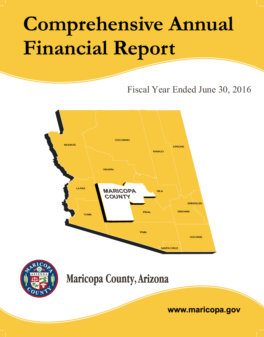 Thumbnail image of document cover: Comprehensive Annual Financial Report, Maricopa County, Arizona: Fiscal Year Ended June 30, 2016