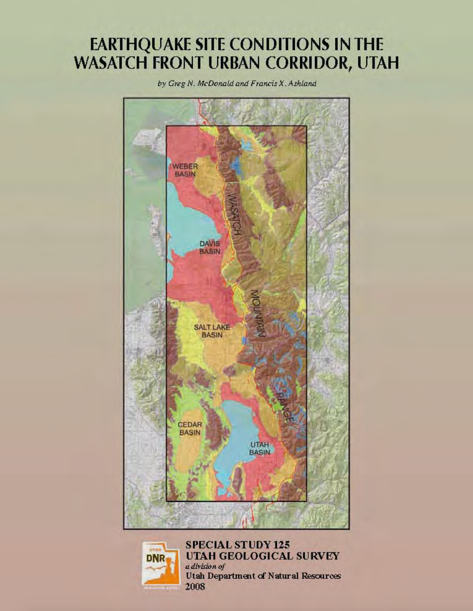 Thumbnail image of document cover: Earthquake Site Conditions in the Wasatch Front Urban Corridor, Utah