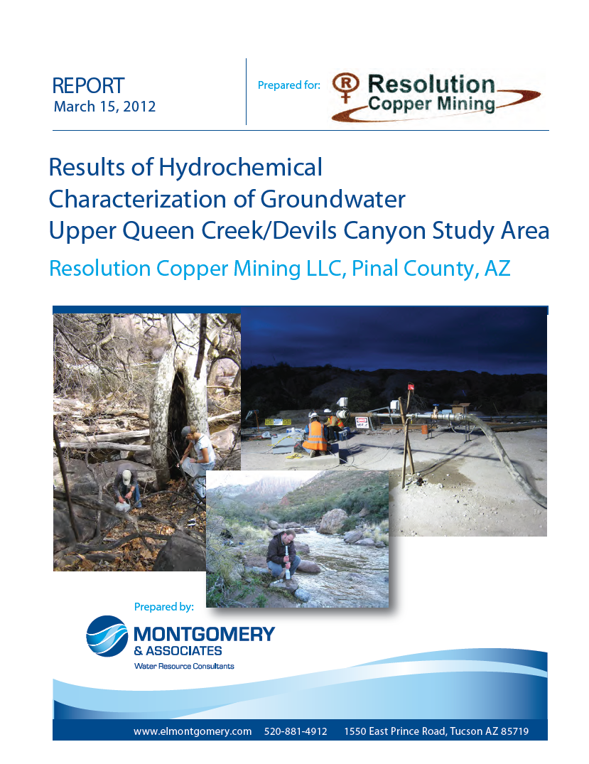 Thumbnail image of document cover: Results of Hydrochemical Characterization of Groundwater Upper Queen Creek/Devils Canyon Study Area