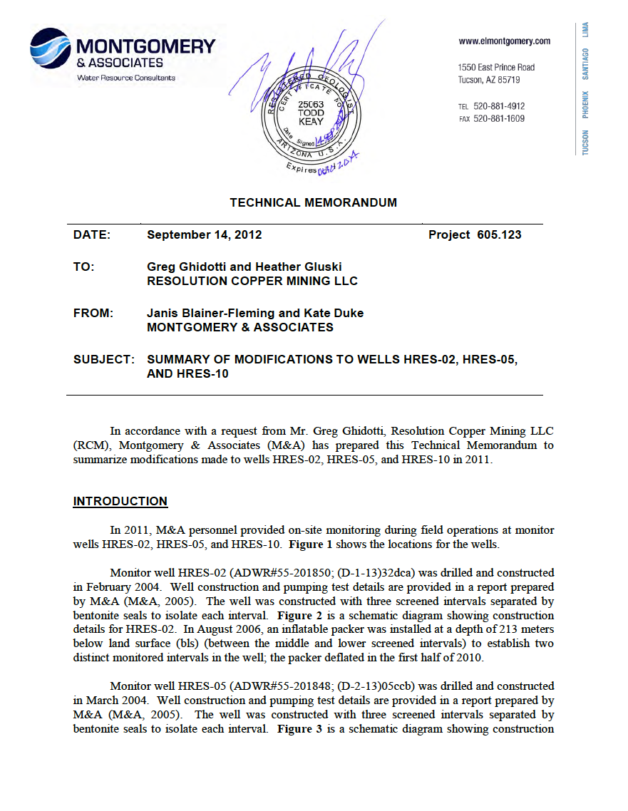 Thumbnail image of document cover: Summary of Modifications to Wells HRES-02, HRES-05, and HRES-10