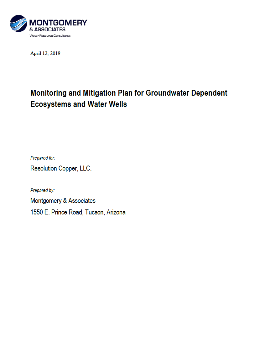 Thumbnail image of document cover: Monitoring and Mitigation Plan for Groundwater Dependent Ecosystems and Water Wells