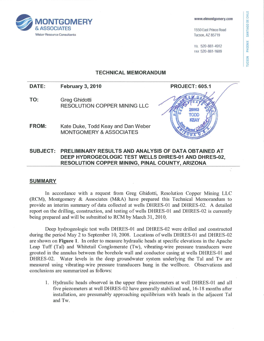 Thumbnail image of document cover: Preliminary Results and Analysis of Data Obtained at Deep Hydrologic Test Wells DHRES-01 and DHRES-02