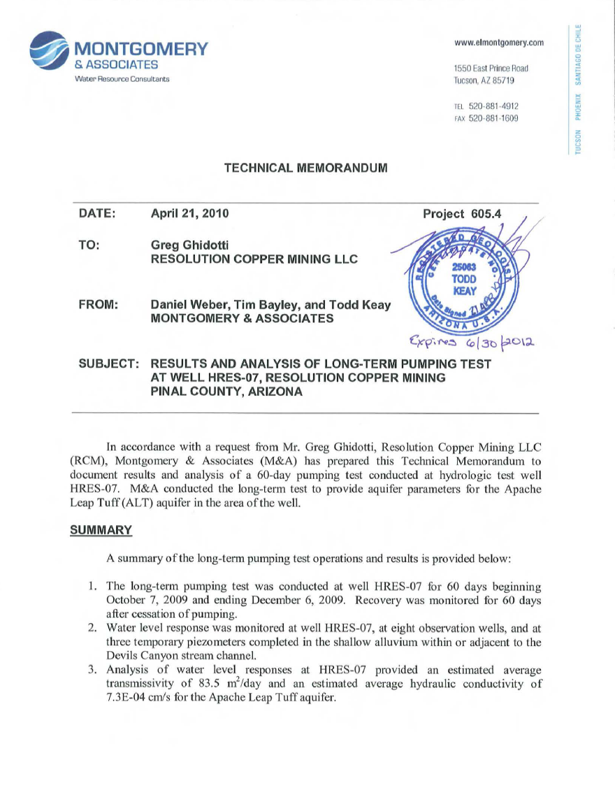 Thumbnail image of document cover: Results and Analysis of Long-Term Pumping Test at Well HRES-07