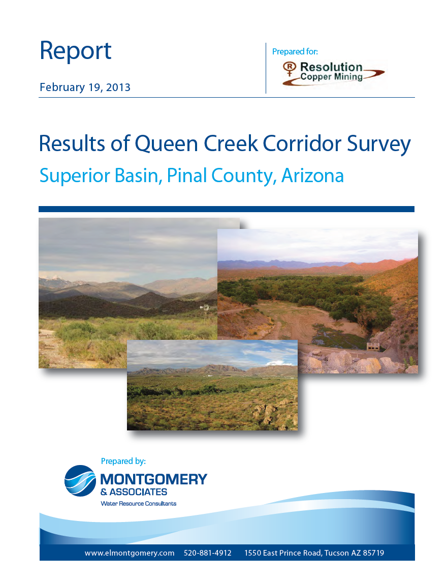 Thumbnail image of document cover: Results of Queen Creek Corridor Survey: Superior Basin, Pinal County, Arizona