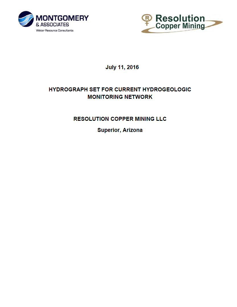 Thumbnail image of document cover: Hydrograph Set for Current Hydrogeologic Monitoring Network, Resolution Copper Mining, LLC, Superior, Arizona