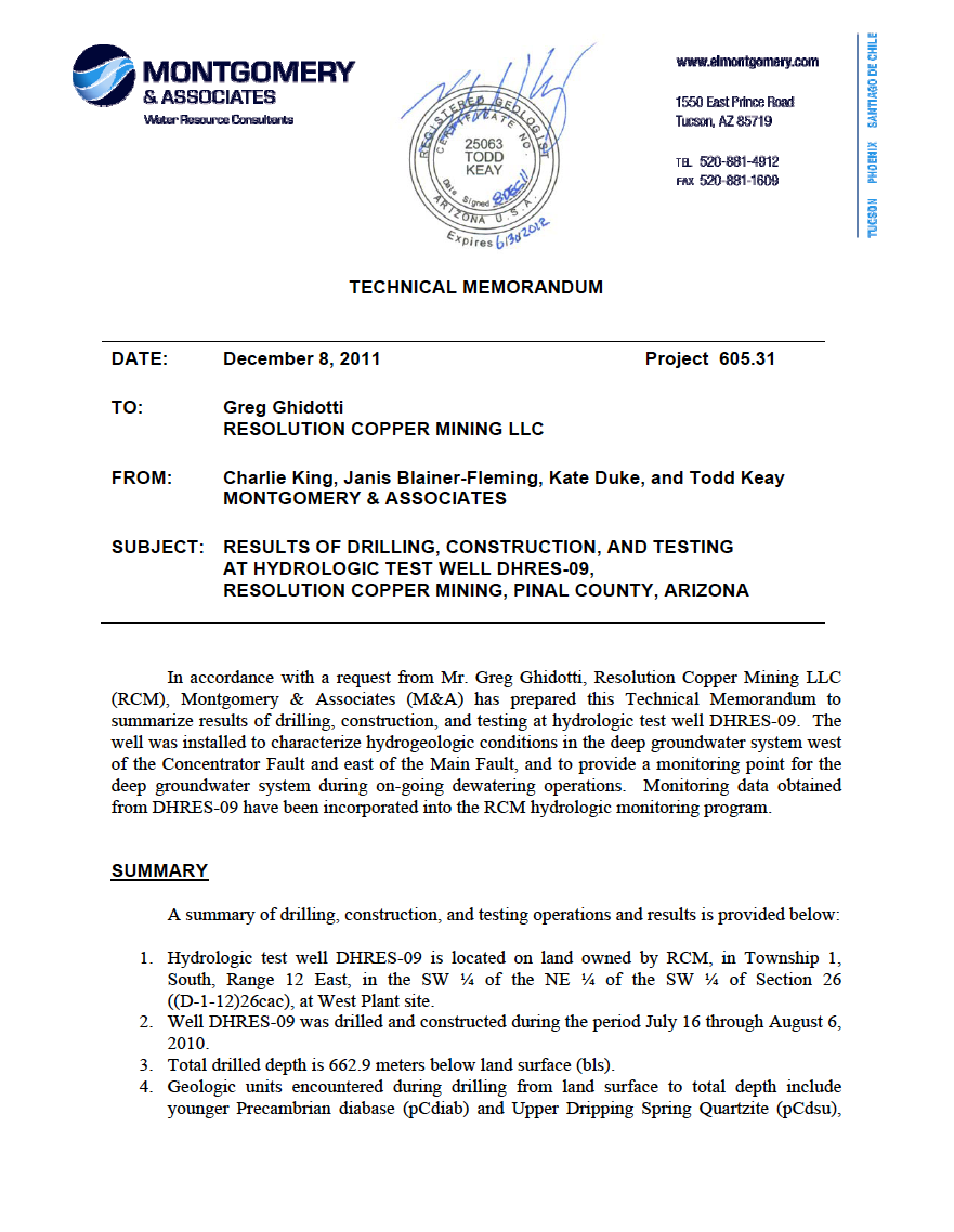 Thumbnail image of document cover: Results of Drilling, Construction, Equipping, and Testing at Hydrologic Test Well DHRES-09