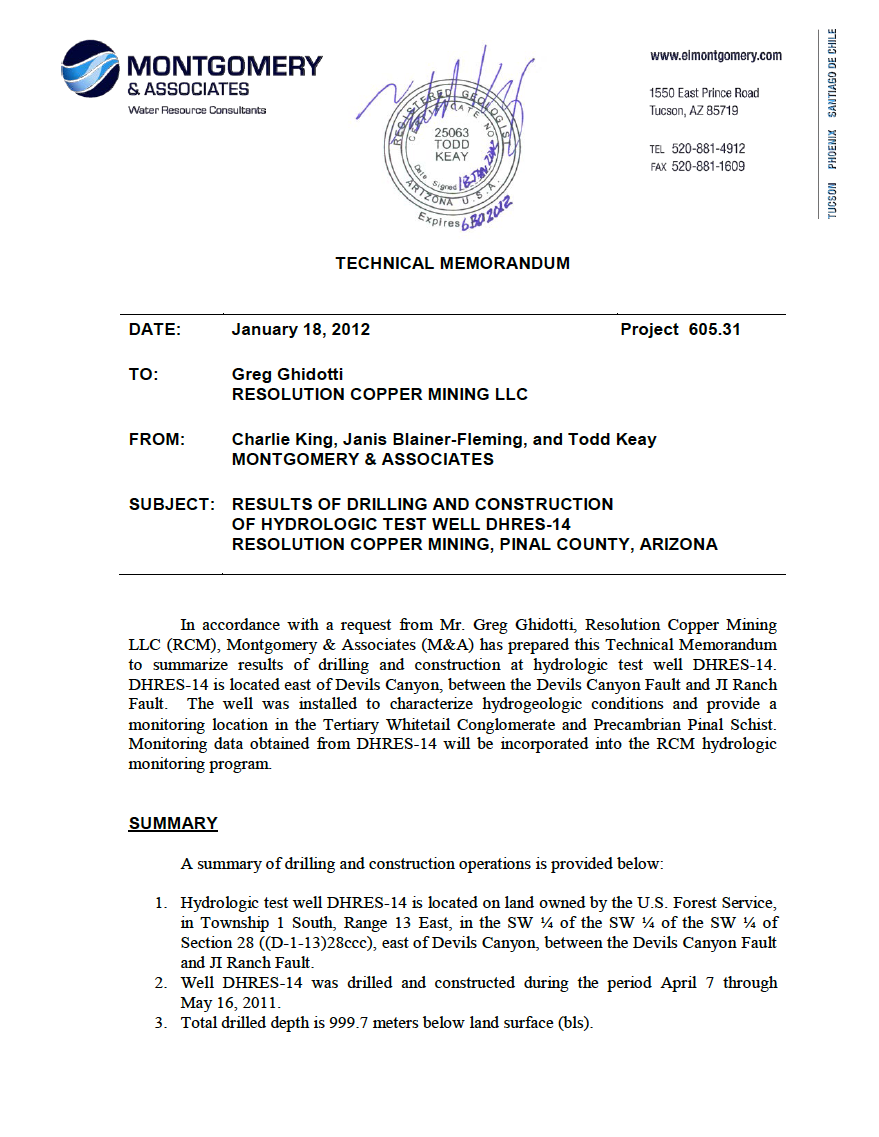 Thumbnail image of document cover: Results of Drilling, Construction, Equipping, and Testing at Hydrologic Test Well DHRES-14