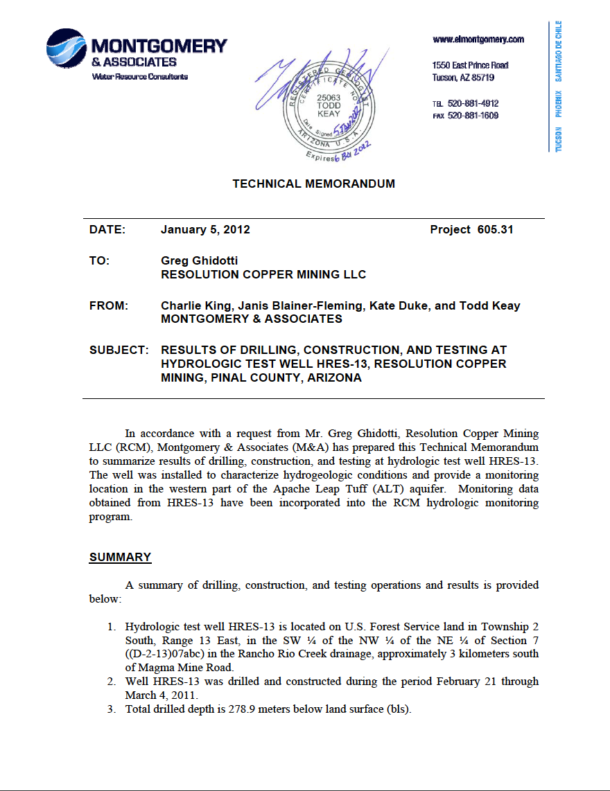 Thumbnail image of document cover: Results of Drilling, Construction, Equipping, and Testing at Hydrologic Test Well HRES-13