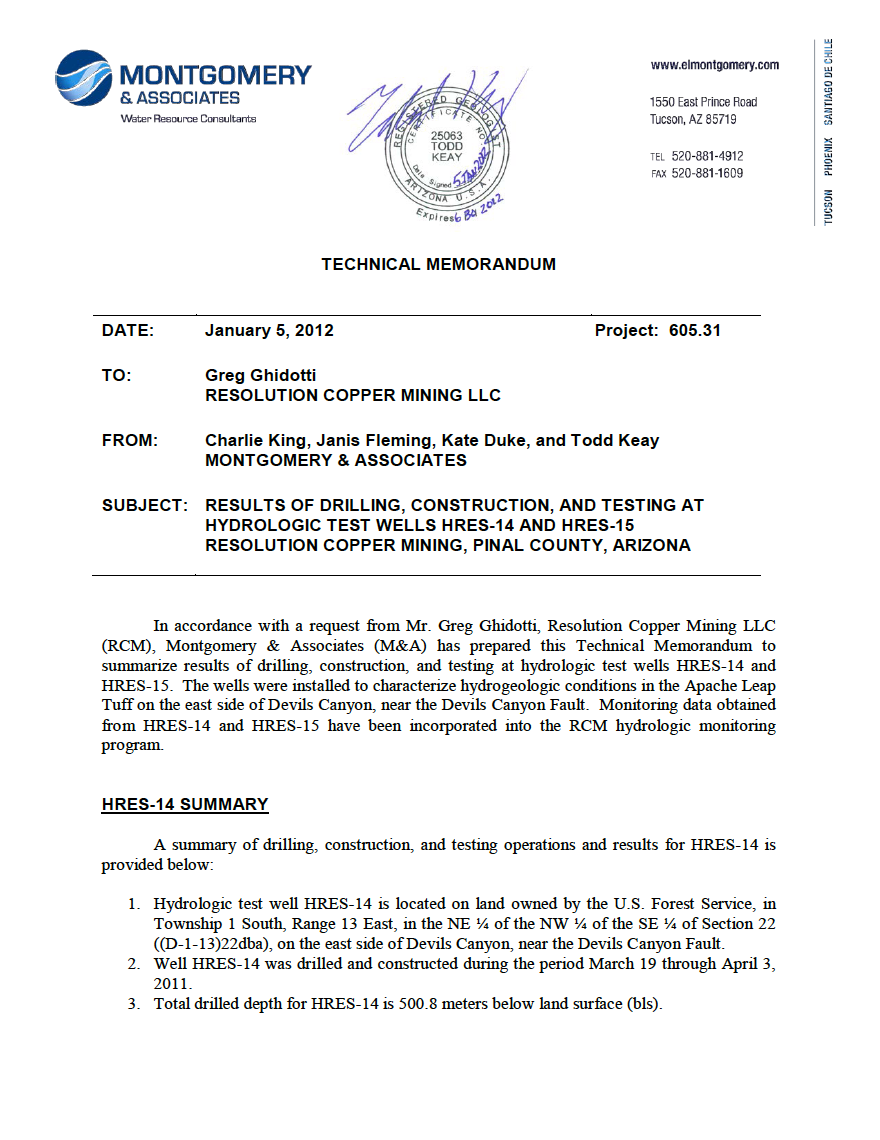 Thumbnail image of document cover: Results of Drilling, Construction, Equipping, and Testing at Hydrologic Test Wells HRES-14 and HRES-15