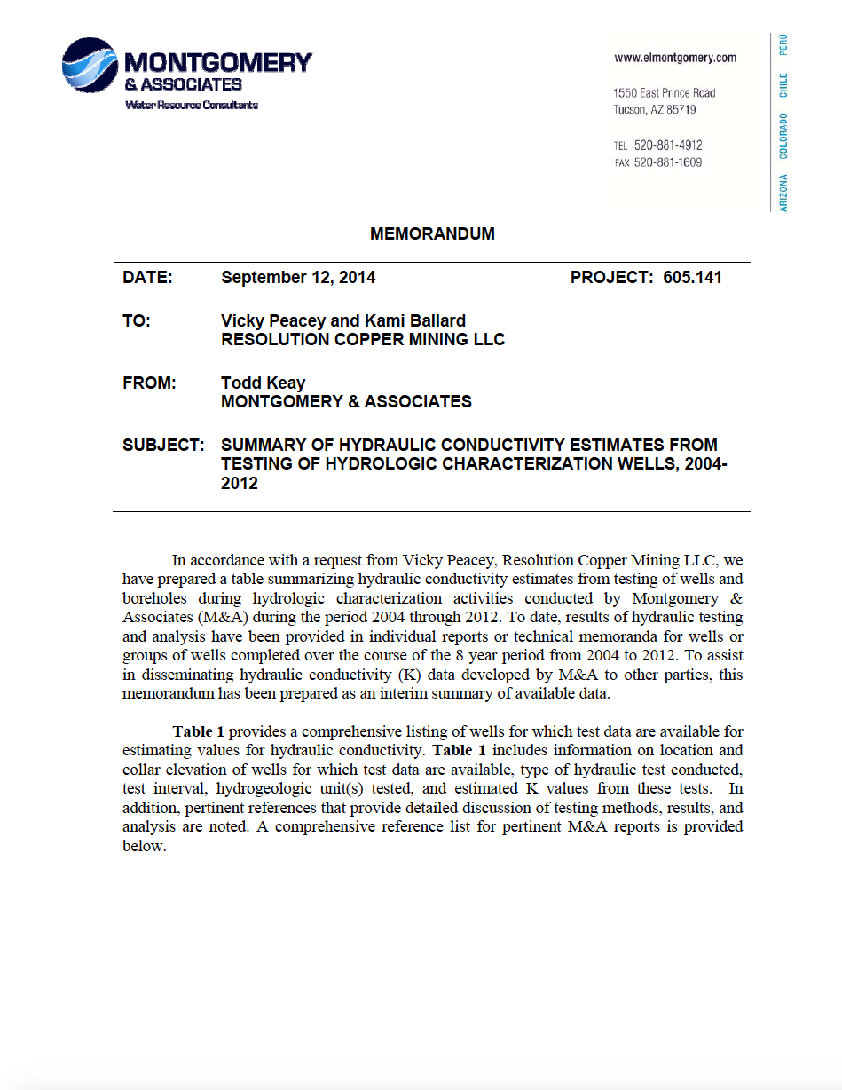 Thumbnail image of document cover: Summary of Hydraulic Conductivity Estimates from Testing of Hydrologic Characterization Wells, 2004-2012