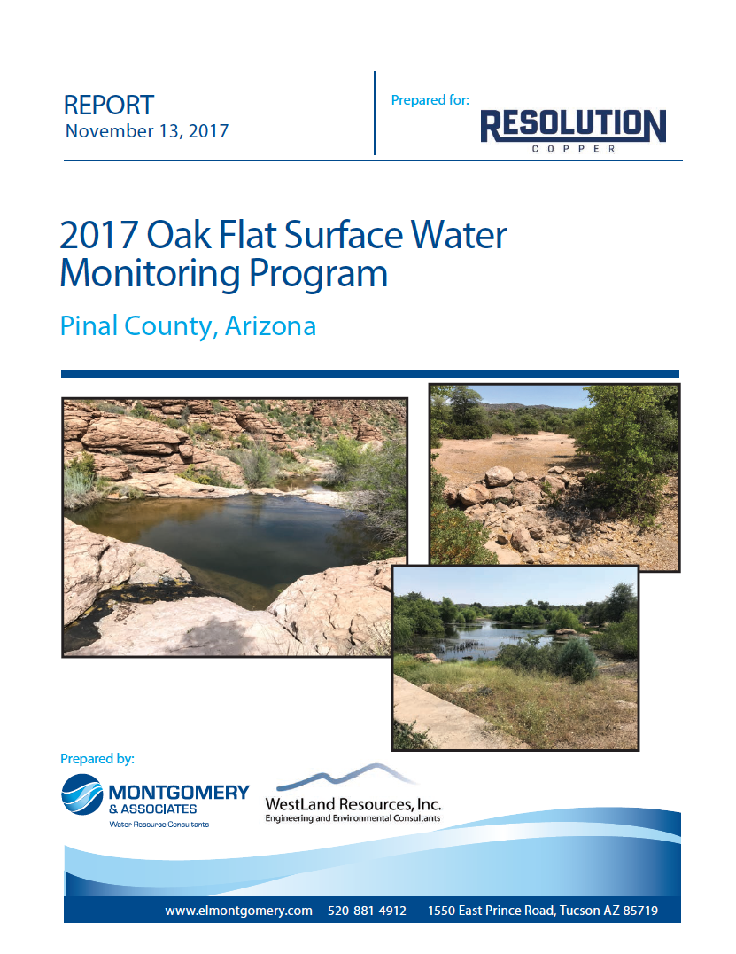 Thumbnail image of document cover: 2017 Oak Flat Surface Water Monitoring Program