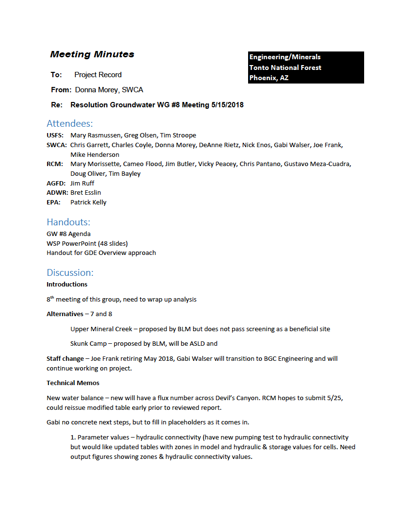 Thumbnail image of document cover: Resolution Groundwater WG #8 Meeting