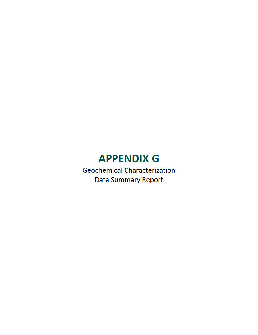 Thumbnail image of document cover: Appendix G: Geochemical Characterization Data Summary Report