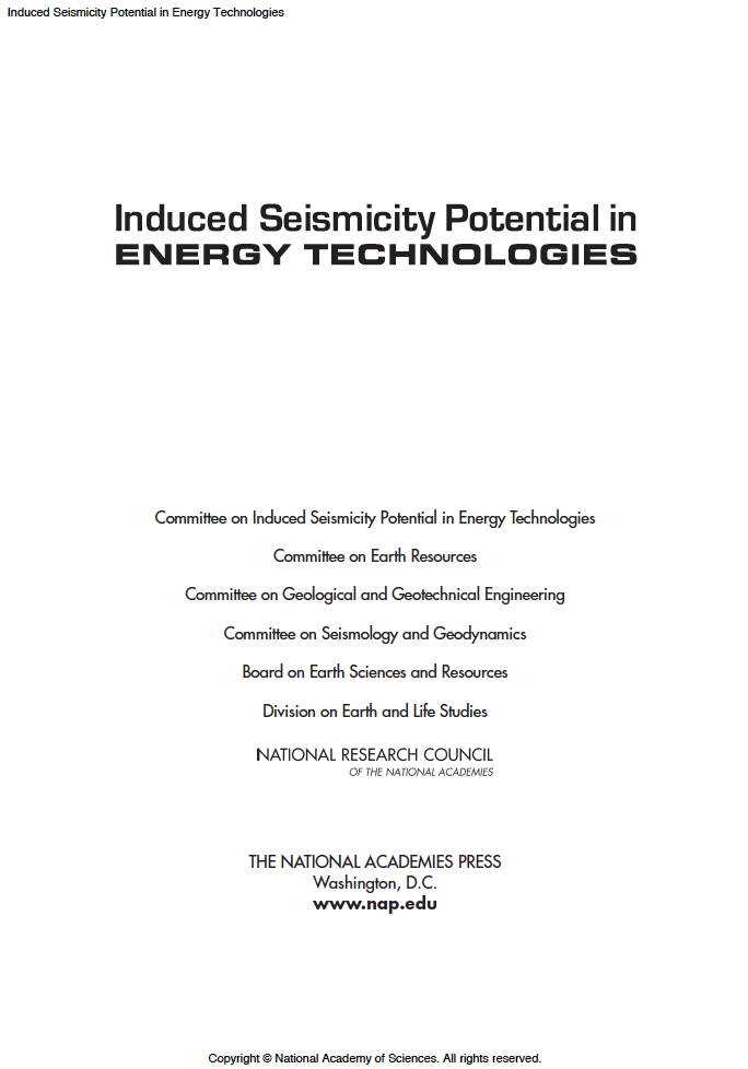 Thumbnail image of document cover: Induced Seismicity Potential in Energy Technologies