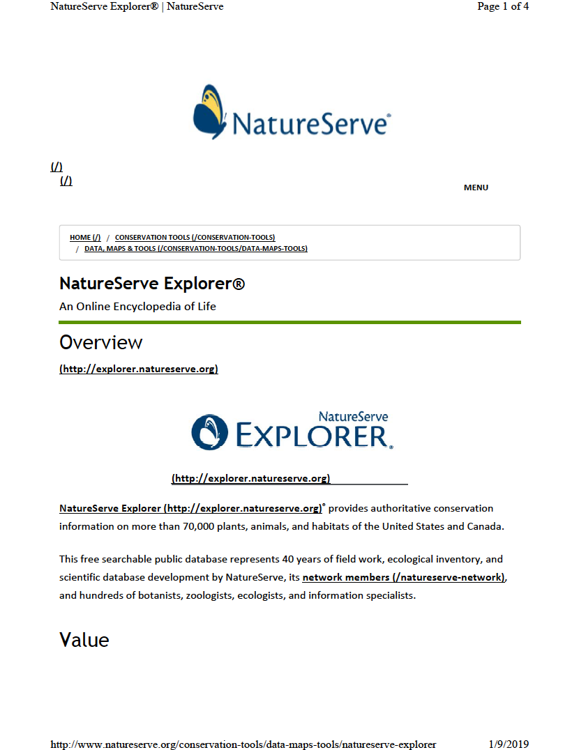 Thumbnail image of document cover: NatureServe Explorer: an Online Encyclopedia of Life