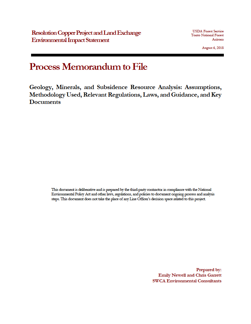 Thumbnail image of document cover: Geology, Minerals, and Subsidence Resource Analysis: Assumptions, Methodology Used, Relevant Regulations, Laws, and Guidance, and Key Documents