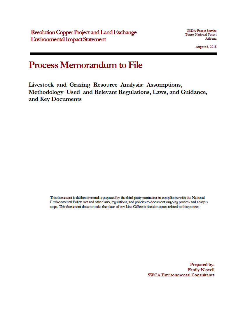 Thumbnail image of document cover: Livestock and Grazing Resource Analysis: Assumptions, Methodology Used and Relevant Regulations, Laws, and Guidance and Key Documents