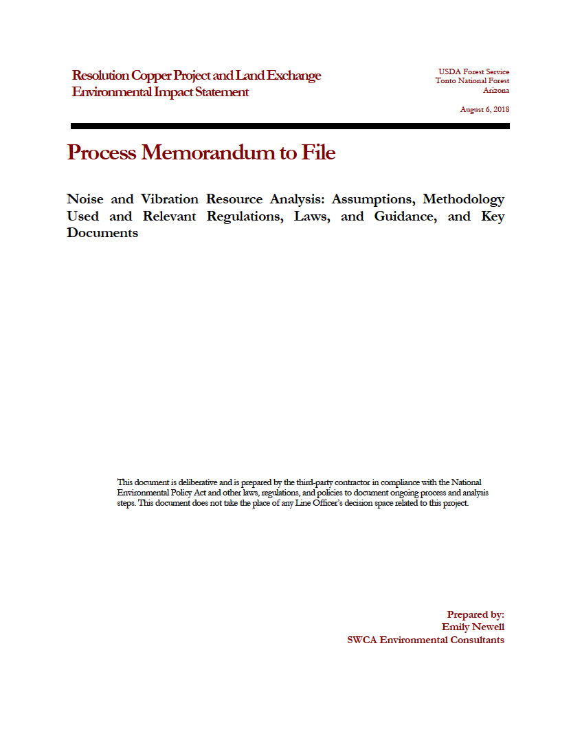 Thumbnail image of document cover: Noise and Vibration Resource Analysis: Assumptions, Methodology Used and Relevant Regulations, Laws, and Guidance, and Key Documents