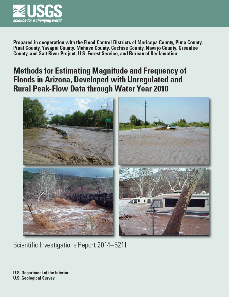 Thumbnail image of document cover: Methods for Estimating Magnitude and Frequency of Floods in Arizona, Developed with Unregulated and Rural Peak-Flow Data through Water Year 2010