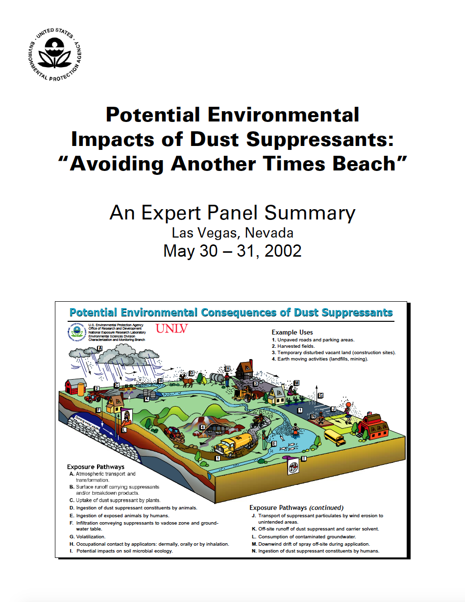 Thumbnail image of document cover: Potential Environmental Impacts of Dust Suppressants: "Avoiding Another Times Beach"