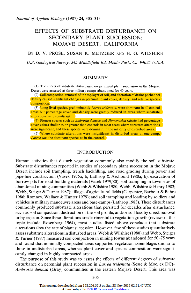 Thumbnail image of document cover: Effects of Substrate Disturbance on Secondary Plan Succession: Mojave Desert, California