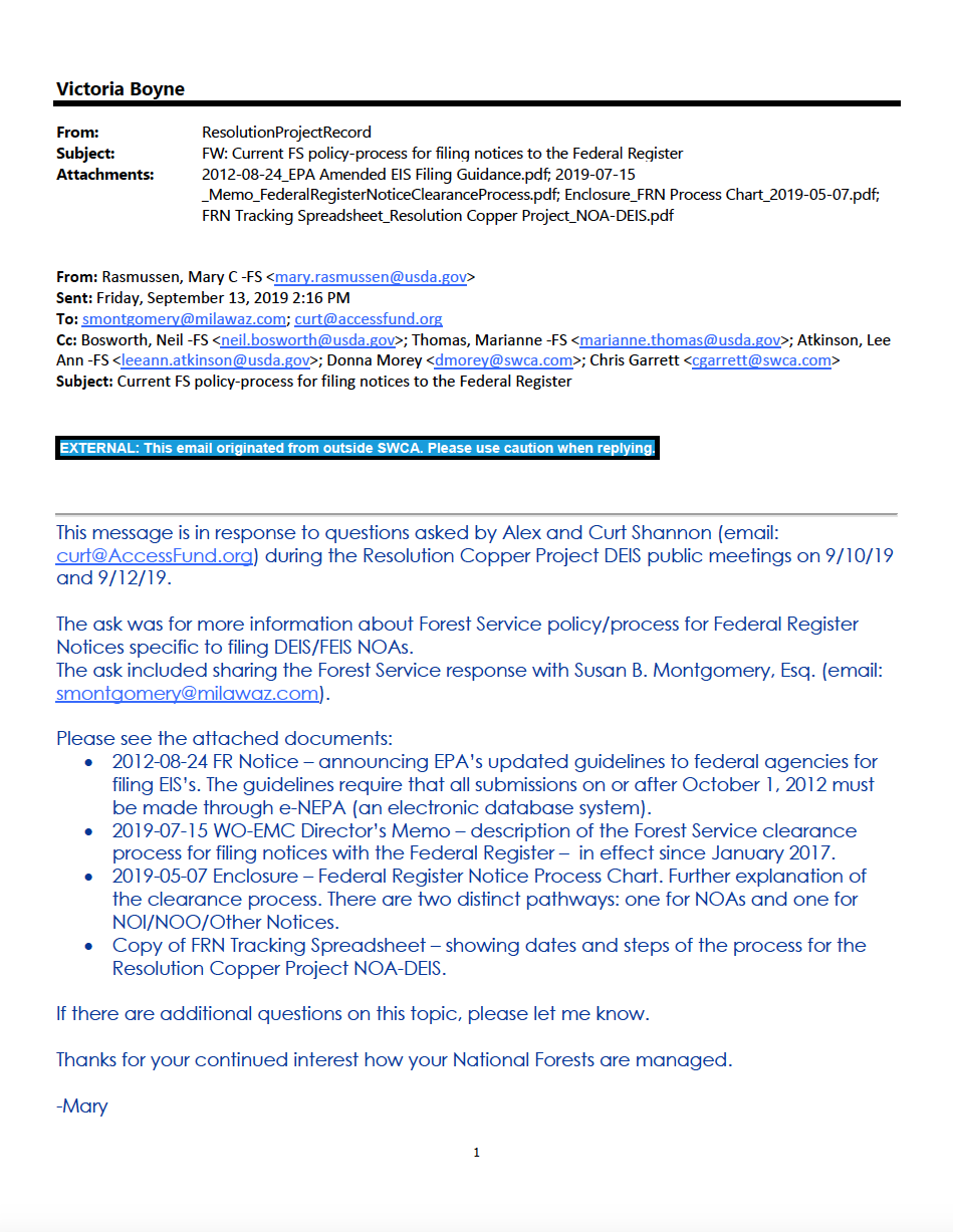 Thumbnail image of document cover: Current FS Policy-Process for Filing Notices to the Federal Register