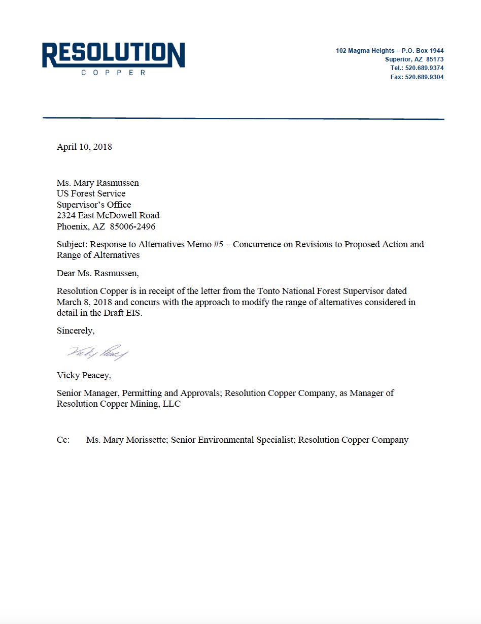 Thumbnail image of document cover: Response to Alternatives Memo #5 - Concurrence on Revisions to Proposed Action and Range of Alternatives