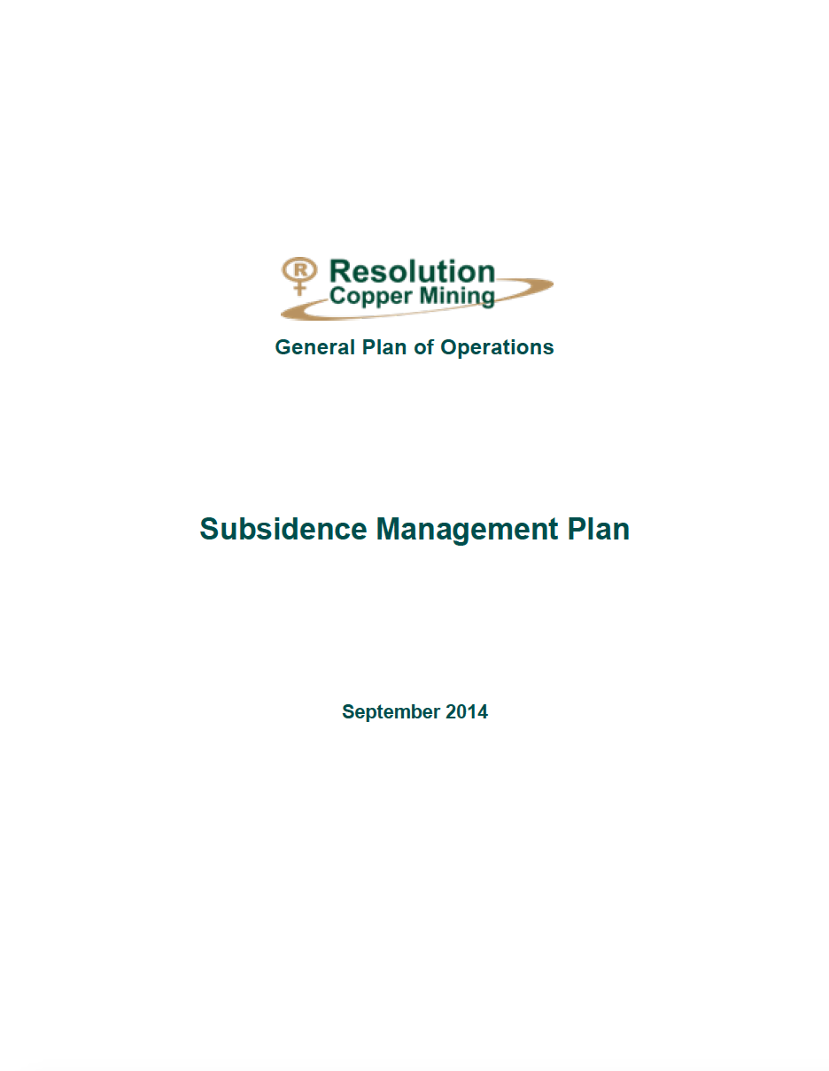 Thumbnail image of document cover: Appendix E: Subsidence Management Plan