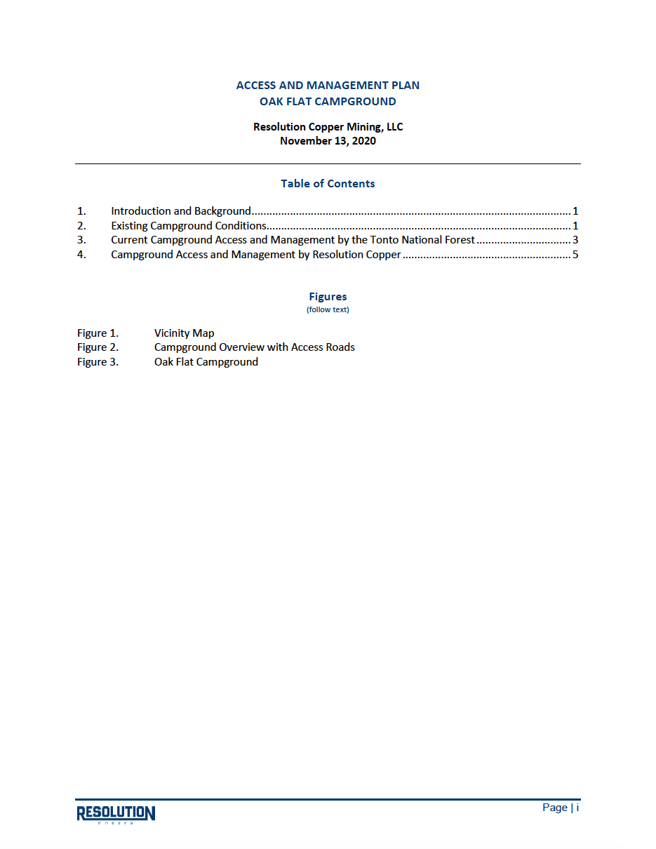 Thumbnail image of document cover: Access and Management Plan: Oak Flat Campground