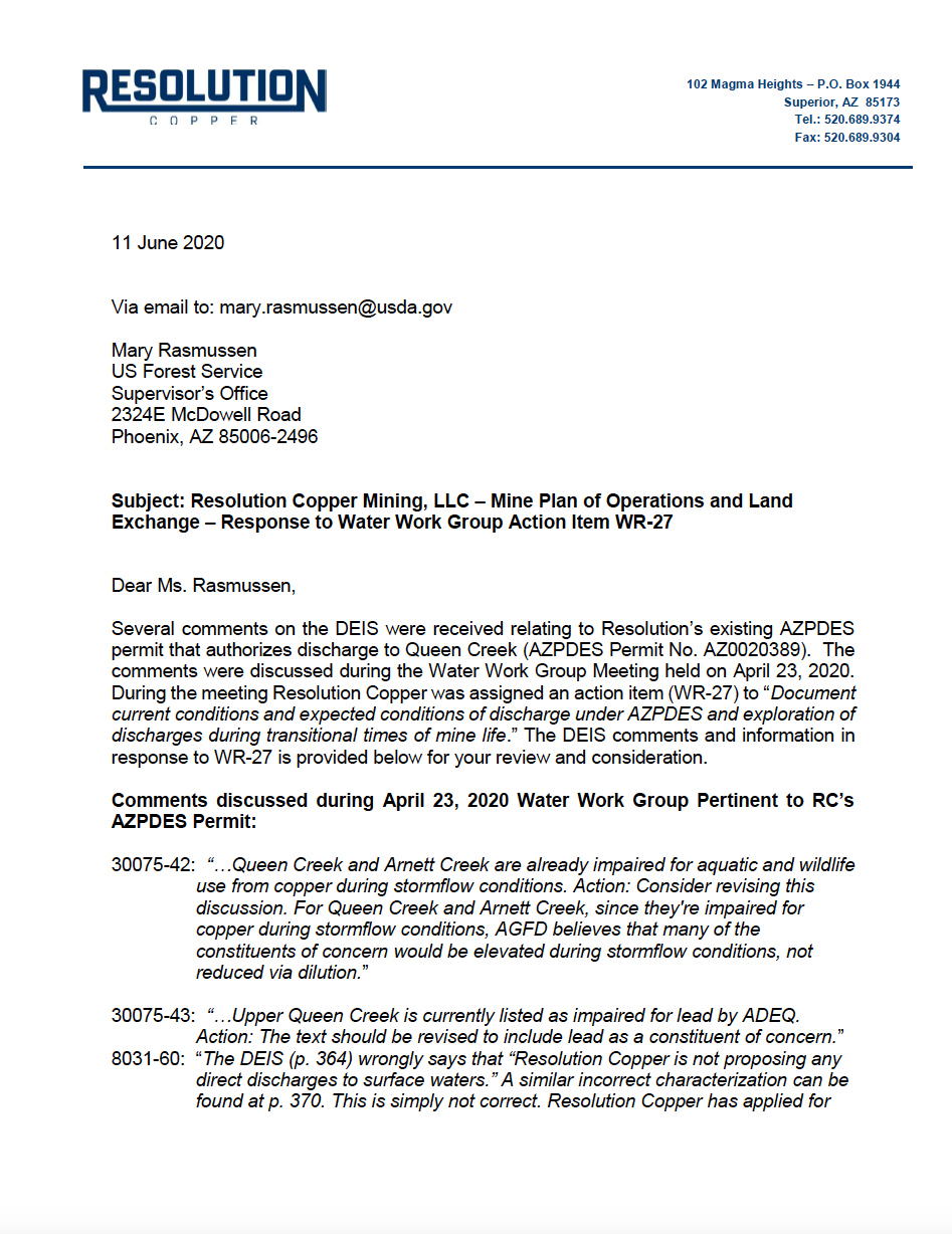 Thumbnail image of document cover: Response to Water Work Group Action Item WR-27