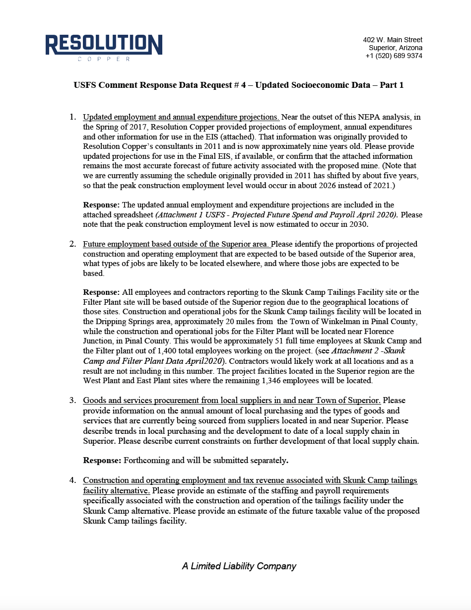 Thumbnail image of document cover: USFS Comment Response Data Request #4 - Updated Socioeconomic Data - Part 1