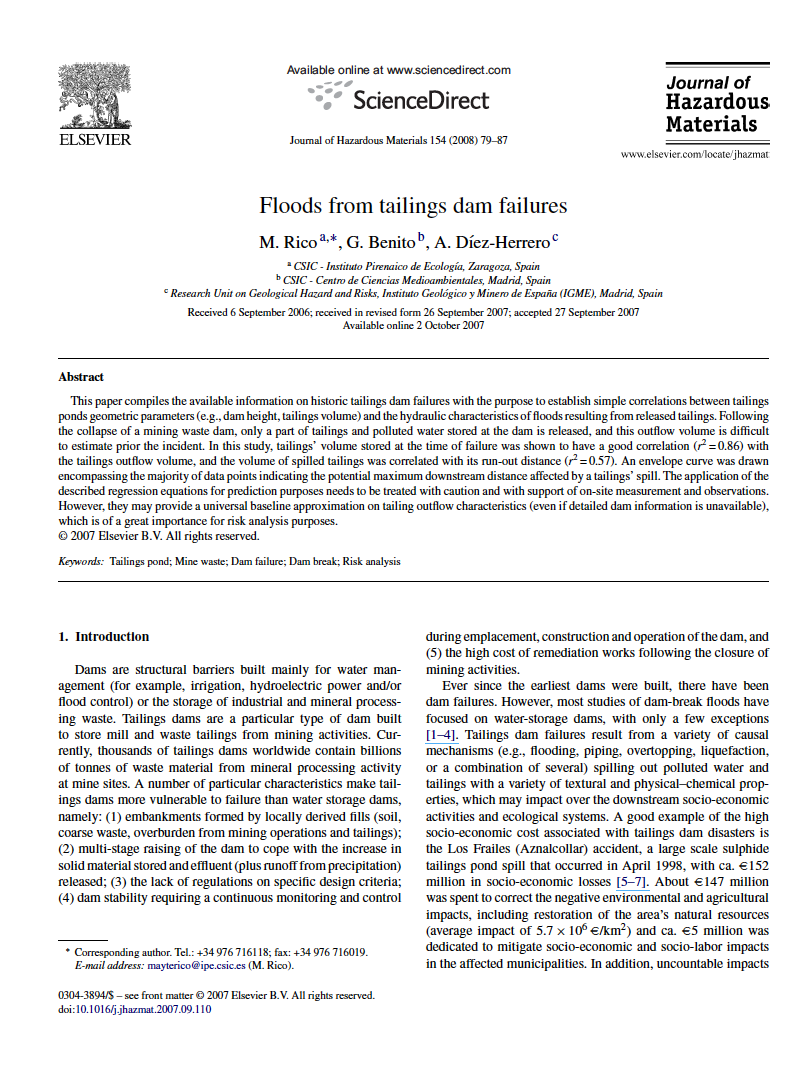 Thumbnail image of document cover: Floods from Tailings Dam Failures