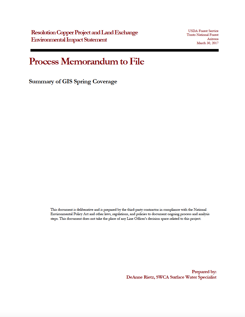 Thumbnail image of document cover: Summary of GIS Spring Coverage