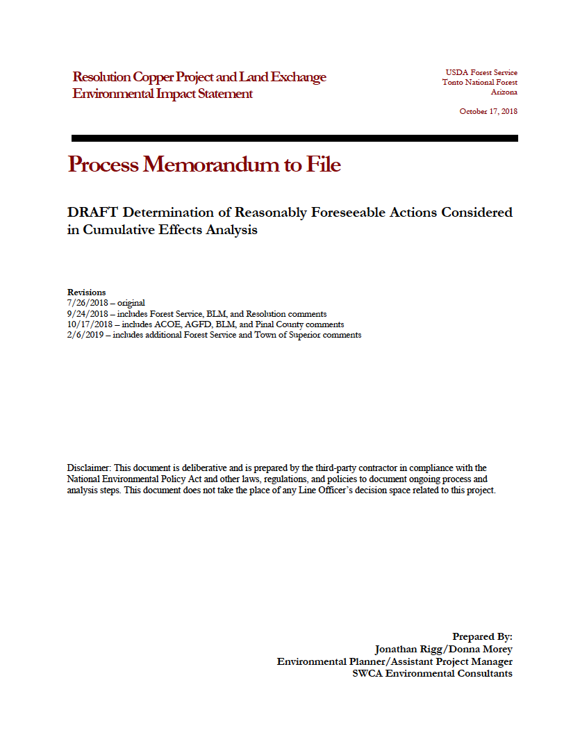 Thumbnail image of document cover: Determination of Reasonably Foreseeable Actions Considered in Cumulative Effects Analysis