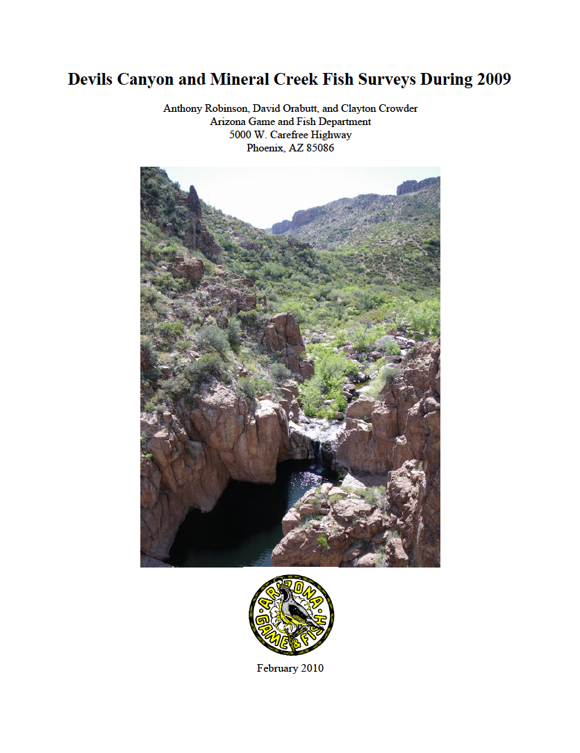 Thumbnail image of document cover: Devils Canyon and Mineral Creek Fish Surveys During 2009