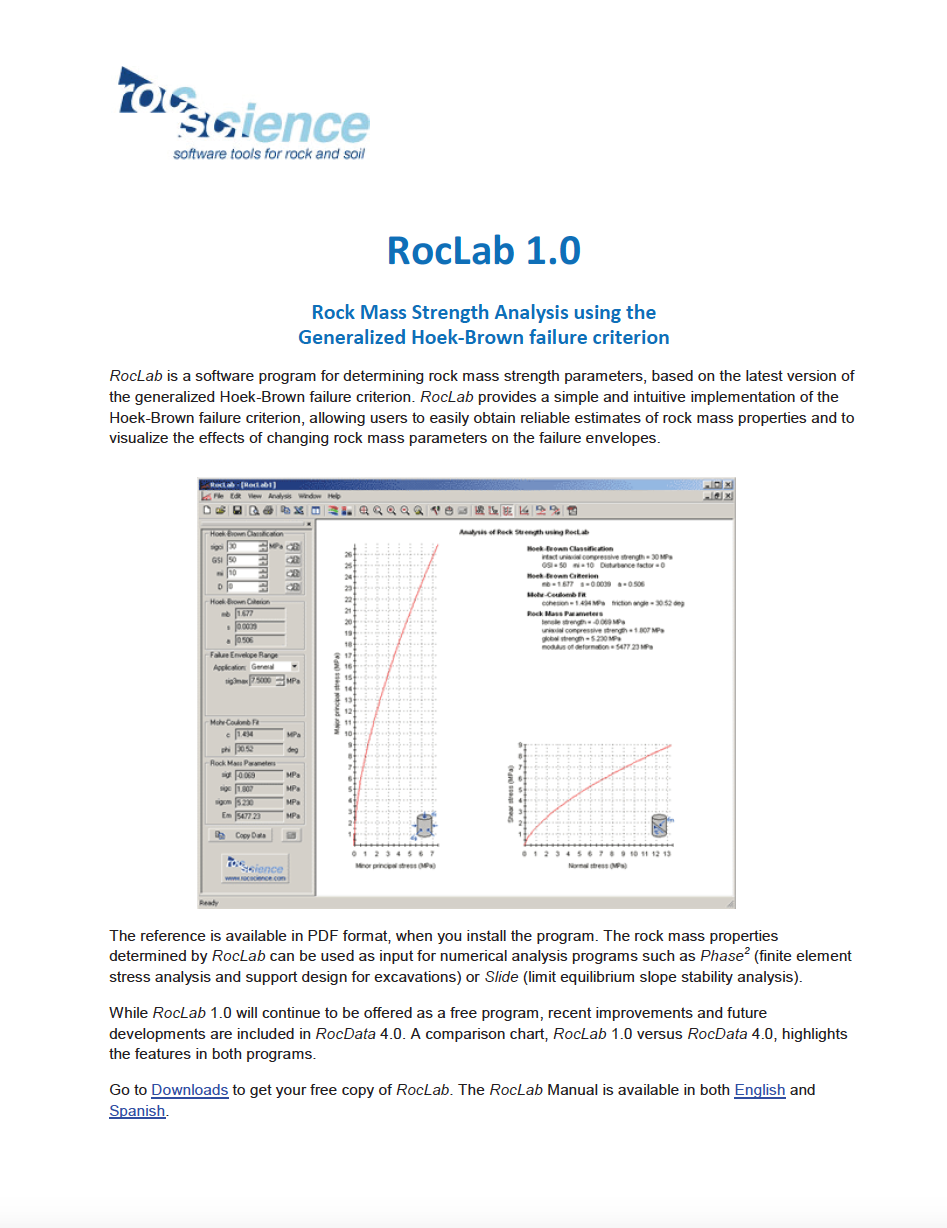 Thumbnail image of document cover: RocLab 1.0 Tutorial Manual