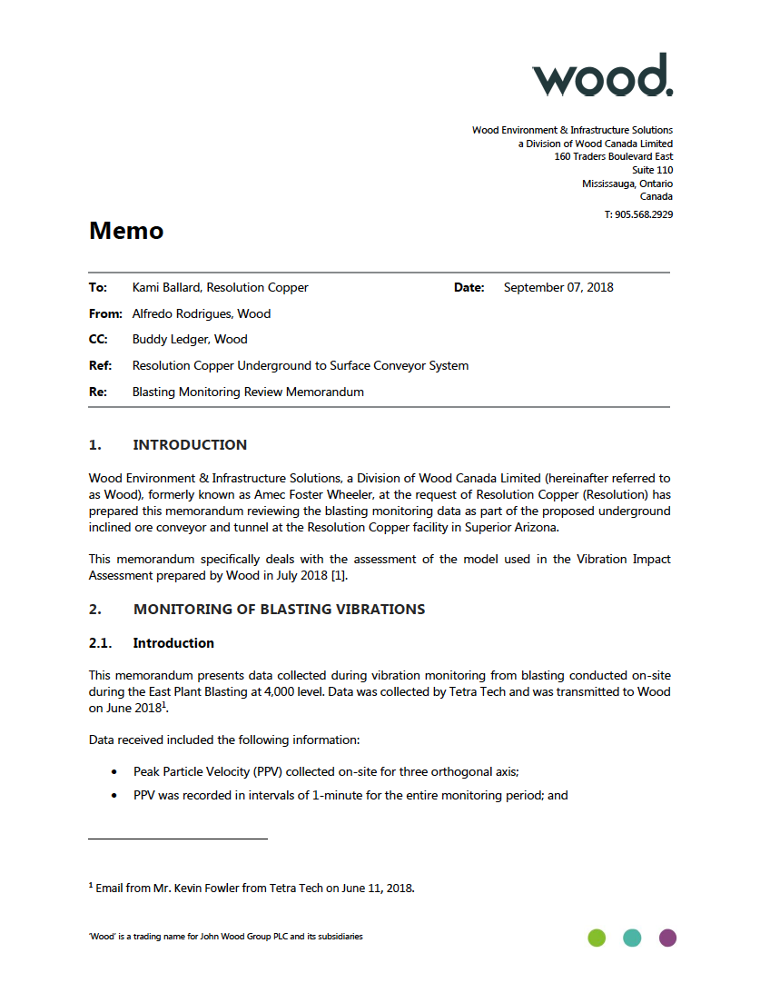 Thumbnail image of document cover: Blasting Monitoring Review Memorandum