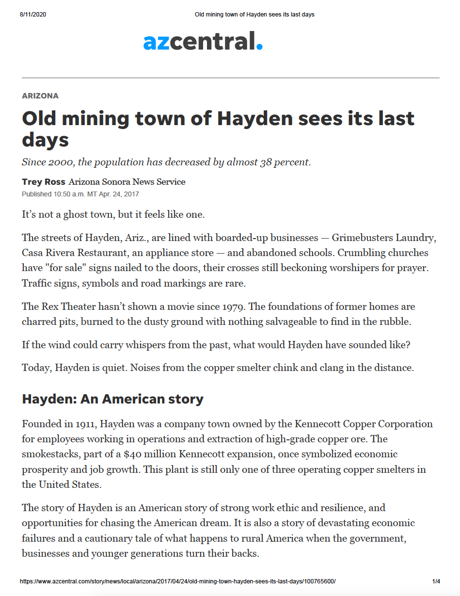 Thumbnail image of document cover: Old Mining Town of Hayden Sees its Last Days